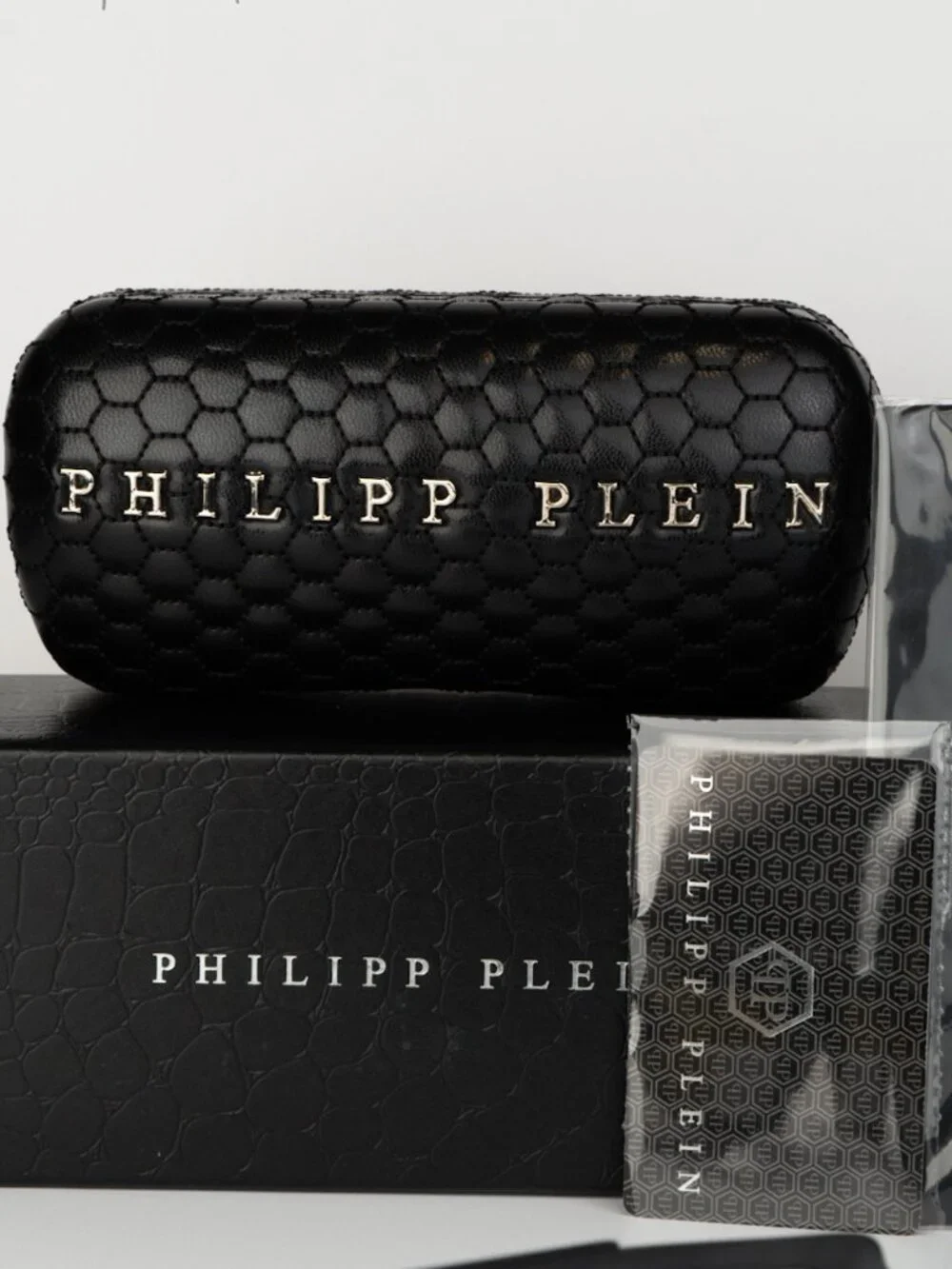 Philipp Plein Men Sunglasses Black Gold Mirror Rectangle SPP003M 703L BRAND NEW
